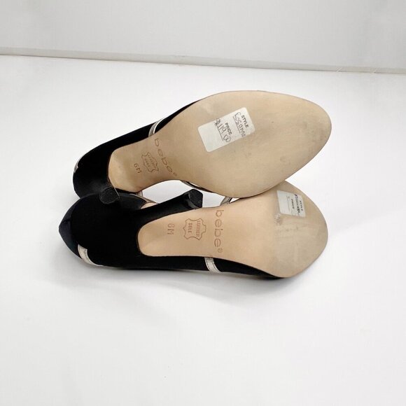 BEBE Black and Silver Slip On Party Heels‎ 6 - Picture 7 of 9